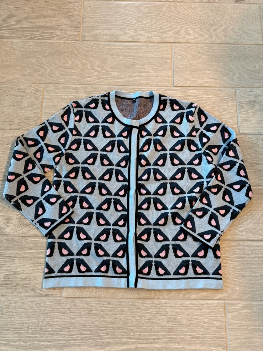 FENDI Geometric Bird Knit Cardigan Sweater Size Large VGUC